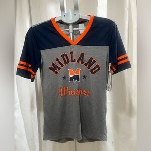 Colosseum Gray and Navy Women's V-Neck Jersey
